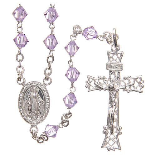 Rosary beads in strass and sterling silver 6mm purple 1