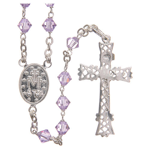 Rosary beads in strass and sterling silver 6mm purple 2