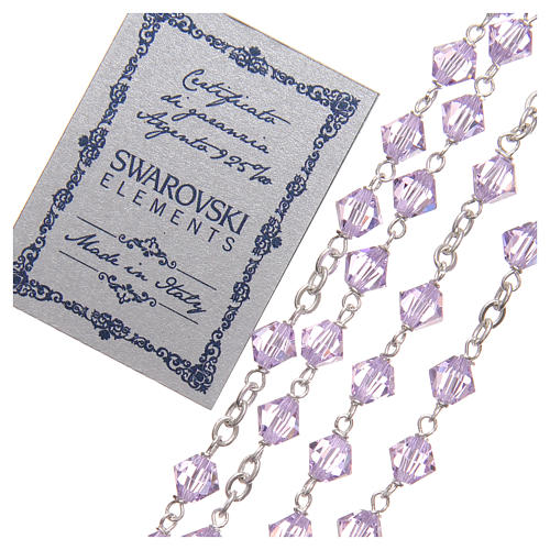 Rosary beads in strass and sterling silver 6mm purple 3