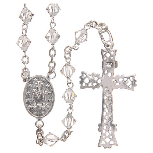 Rosary beads in strass and sterling silver 6mm clear 2