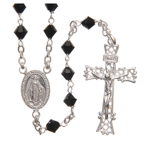 Rosary beads in strass and sterling silver 6mm black 1