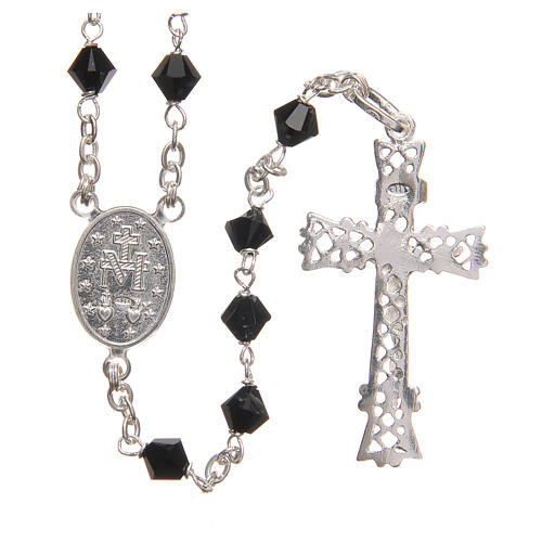 Rosary beads in strass and sterling silver 6mm black 2