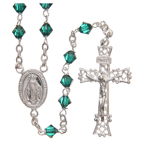 Rosary beads in strass and sterling silver 6mm green 1
