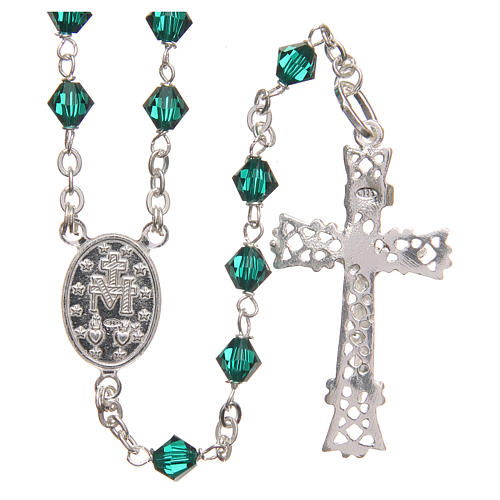 Rosary beads in strass and sterling silver 6mm green 2