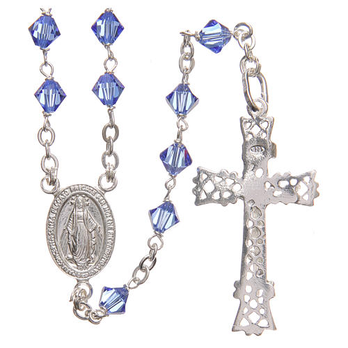Rosary beads in strass and sterling silver 6mm aquamarine 1