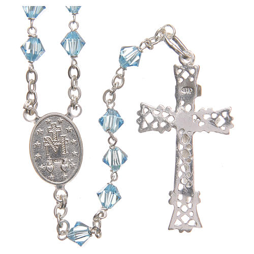 Rosary beads in strass and sterling silver 6mm light blue 2