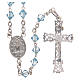 Rosary beads in strass and sterling silver 6mm light blue s2