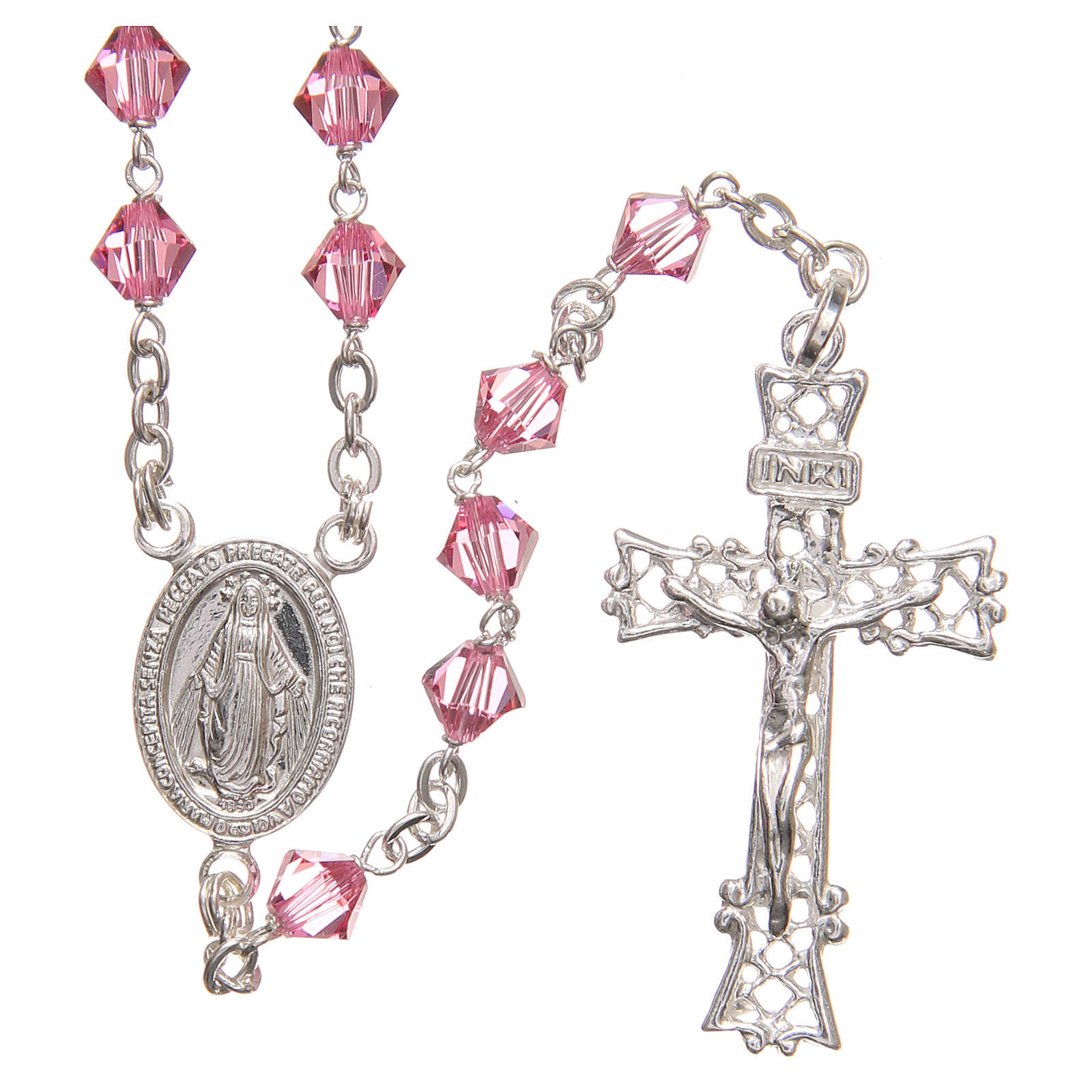 Rosary Beads In Swarovski And Sterling Silver 6mm Pink Online Sales   Rosary Beads In Swarovski And Sterling Silver 6mm Pink 