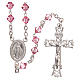 Rosary beads in strass and sterling silver 6mm pink s1