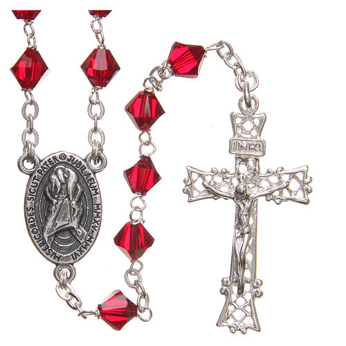 STOCK Rosary beads in strass and sterling silver 6mm ruby red 1