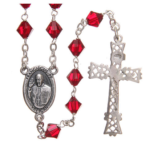 STOCK Rosary beads in strass and sterling silver 6mm ruby red 2