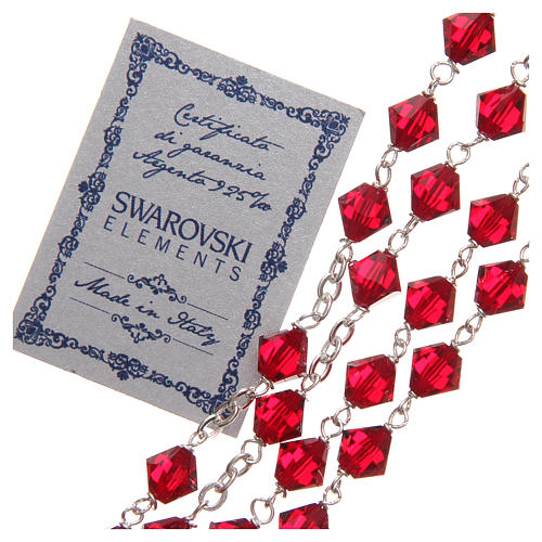 STOCK Rosary beads in strass and sterling silver 6mm ruby red 3