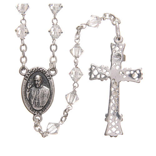 STOCK Rosary beads in strass and sterling silver with Jubilee symbol 6mm clear 2