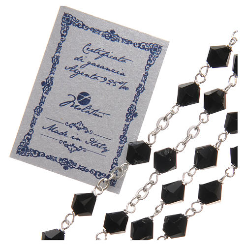 STOCK Rosary beads in strass and sterling silver with Jubilee symbol 6mm black 3
