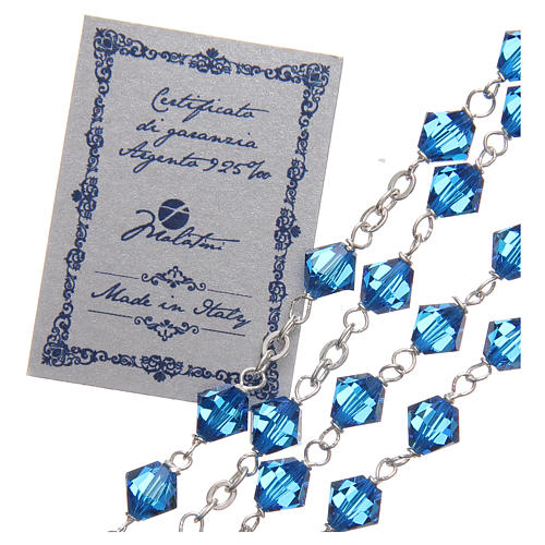 STOCK Rosary beads in strass and sterling silver with Jubilee symbol 6mm aquamarine 3