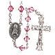 STOCK Rosary beads in strass and sterling silver with Jubilee symbol 6mm pink s1