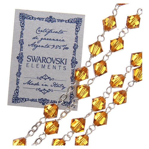 STOCK Rosenkranz aus 925er Silber strass-Kristalle bernsteinfarben 6 mm mit Jubiläums-Logo 3