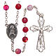 STOCK Rosary beads in Brazilian agate and sterling silver with Jubilee symbol 6mm fuchsia s1