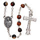 STOCK Rosary beads in Brazilian agate and sterling silver with Jubilee symbol 6mm brown s2