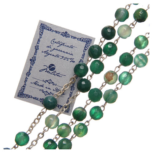 Rosary beads in Brazilian agate and sterling silver with Jubilee symbol 6mm green 3