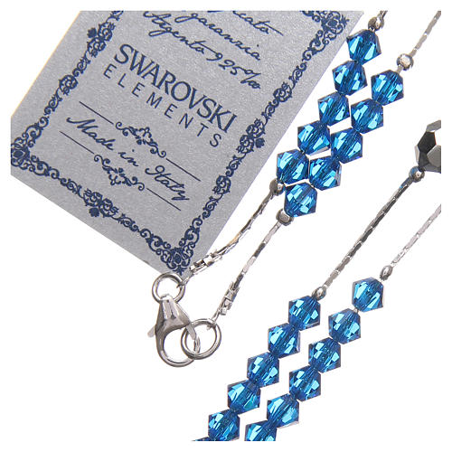Rosary beads in strass and sterling silver 4mm blue 3