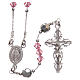 Rosary beads in strass and sterling silver 4mm pink s1