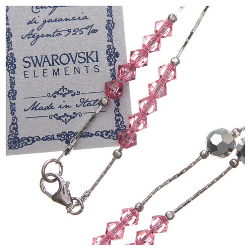 Rosary beads in strass and sterling silver 4mm pink 3
