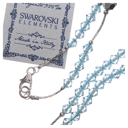 Rosary beads in strass and sterling silver 4mm light blue 3
