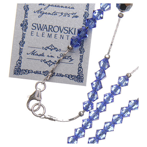 Rosary beads in strass and sterling silver 4mm Capri blue 3