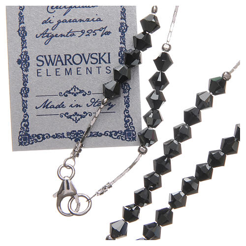 Rosary beads in strass and sterling silver 4mm black 3