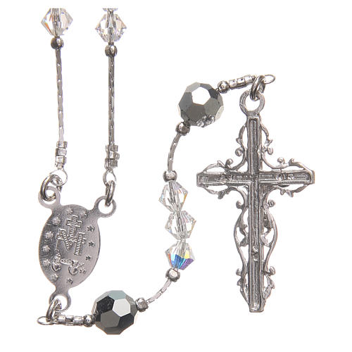 Rosary beads in strass and sterling silver 4mm iridescent 2