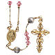 Rosary beads in strass and golden sterling silver 4mm pink s1