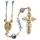Rosary beads in strass and golden sterling silver 4mm light blue s1