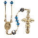 Rosary beads in strass and golden sterling silver 4mm Capri blue s1