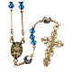 Rosary beads in strass and golden sterling silver 4mm Capri blue s2