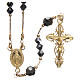 Rosary beads in strass and golden sterling silver 4mm black s1