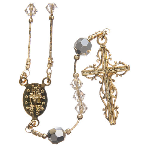 Rosary beads in strass and golden sterling silver 4mm iridescent 2