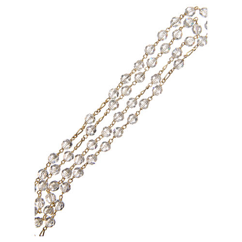 Rosary beads in strass and golden sterling silver 6mm white 3