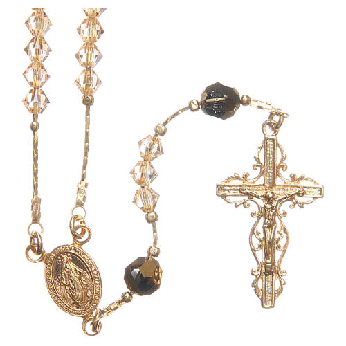 Rosary beads in strass and golden sterling silver 4mm gold 1