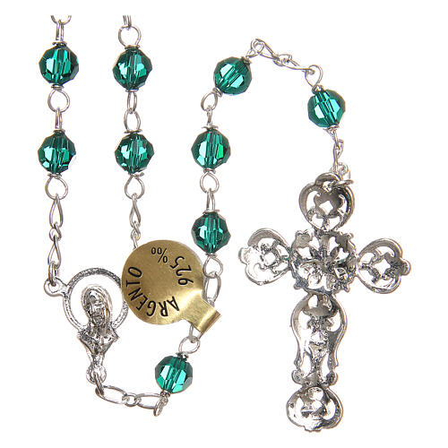 Rosary beads in strass and sterling silver 6mm green 2