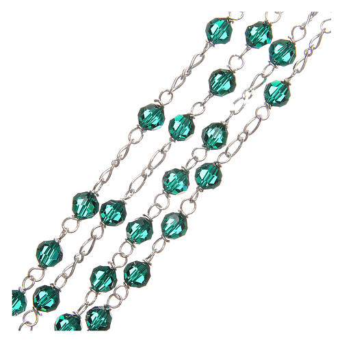 Rosary beads in strass and sterling silver 6mm green 3