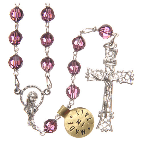 Rosary beads in strass and sterling silver 6mm amethyst 1