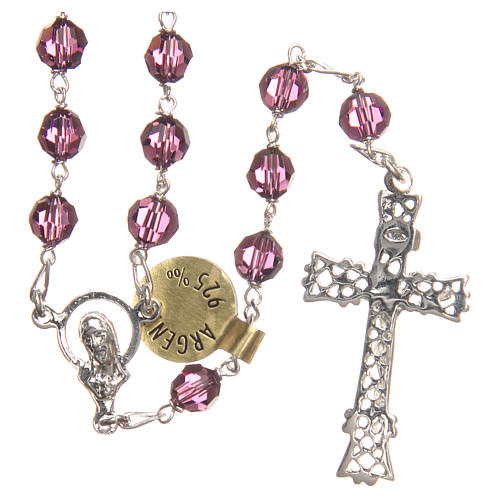 Rosary beads in strass and sterling silver 6mm amethyst 2