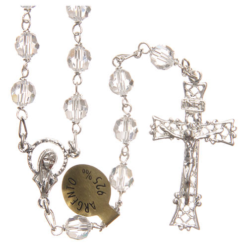 Rosary beads in strass and sterling silver 6mm white 1