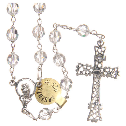 Rosary beads in strass and sterling silver 6mm white 2