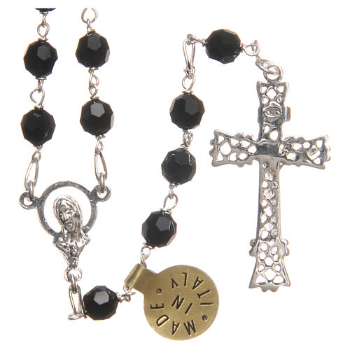 Rosary beads in strass and sterling silver 6mm black 2