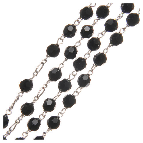 Rosary beads in strass and sterling silver 6mm black 3