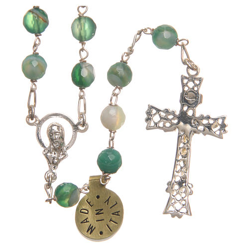 Rosary beads in Brazilian agate and sterling silver 6mm green 2