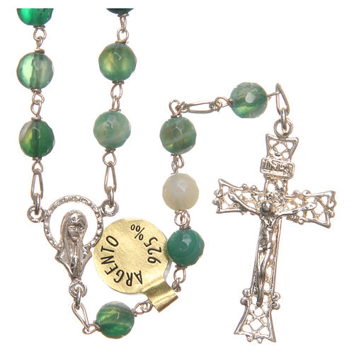 Rosary beads in Brazilian agate and sterling silver 6mm green 1