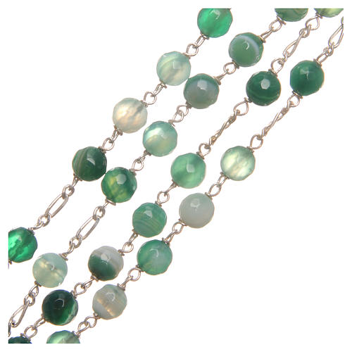 Rosary beads in Brazilian agate and sterling silver 6mm green 3